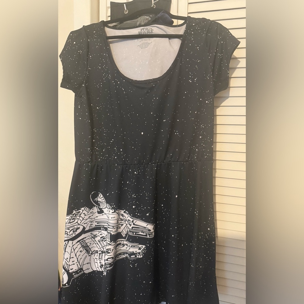 Mighty Fine Star Wars Millenium Falcon Skater Dress Black